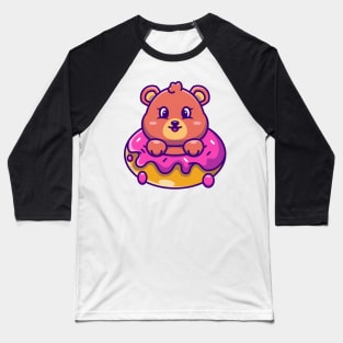 Cute baby bear with doughnut cartoon Baseball T-Shirt